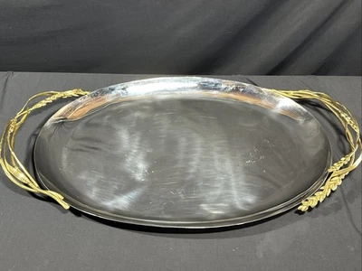 Gold Tray with Ginkgo by Michael Aram 24” - Image 1 of 4