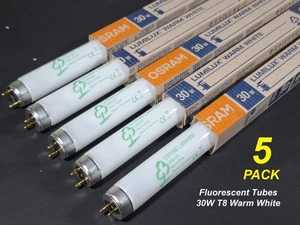 5 x 30W T8 3 foot Fluorescent Tubes Lamps 3000K Wool White 30W/830 Lumilux 909mm - Picture 1 of 3