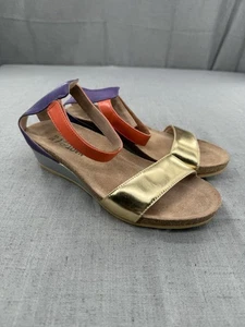 Naot Hero Sandals Pink/Plum Multi Open Toe Hook Loop Strap Wedge Size 6.5 - Picture 1 of 9