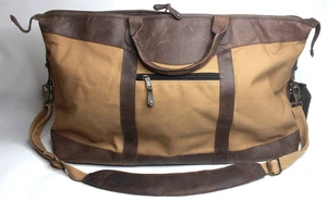 Canyon Outback Brown Leather & Canvas Travel Duffle Bag - Picture 1 of 11