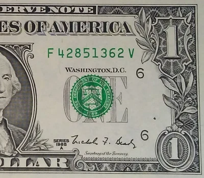 1988A $1 ATLANTA WEB Crisp & Uncirculated Banknote F/V Block 4/8 - Image 1 of 4