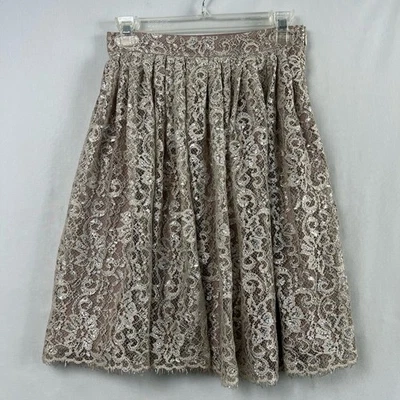 HD Paris Mini Falda Mujer Talla 2 Beige Plateado Encaje Plisado Fluido Fiesta Vacacional Foto 1 de 4