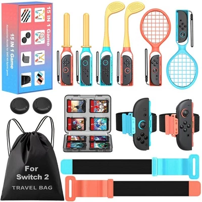 ESYWEN 15 in 1 Switch 2 Sport Zubehör Set für Nintendo Switch 2 Familienparty Zubehör