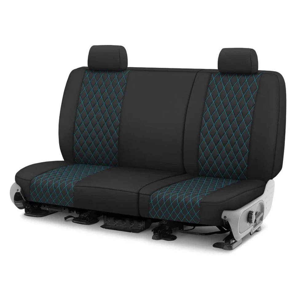 For Hummer H3 06-08 Seat Cover Diamond Quilted 2nd Row Black & Light Blue Foto 1 de 2