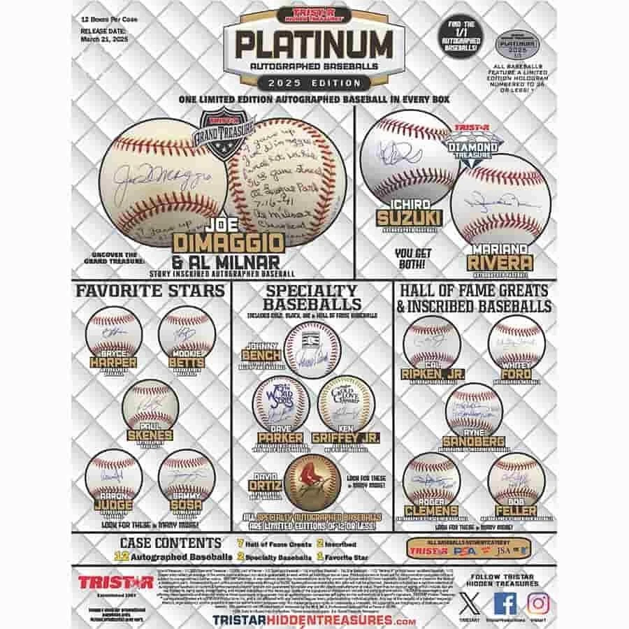 2025 Tristar Hidden Treasures Autographed Baseballs Platinum Edition  25TSBHTPE - Image 1 of 1