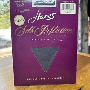 Pantimedias vintage Hanes Silk Reflections talla CD noche acero transparente estilo 714 - Imagen 1 de 5