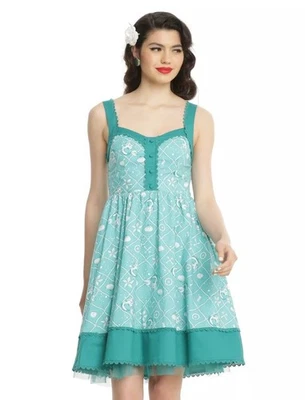 Vestido sin mangas retro Disney La Sirenita con bolsillos grandes verde azulado difícil de encontrar raro Foto 1 de 4