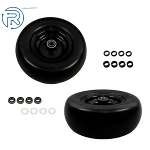 2× 11x4.00-5'' Lawn Mower Tire on Wheel Flat Free Smooth Tread 3/4" Axle Hole - Picture 1 of 10