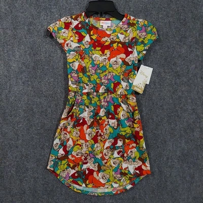 Vestido LuLaRoe Disney Mae Niñas 6 Multicolor Blancanieves Siete Enanos Bolsillos Foto 1 de 4