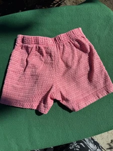 Quimby Little Girls High Rise Diamond Print Salmon Shorts Sz 6 - Picture 1 of 4