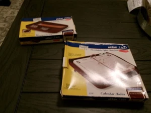 2 VTG ELDON CALENDAR Holder #2374 &PENCIL TRAY #2376 Office 1993 Retro Burgundy - Picture 1 of 6