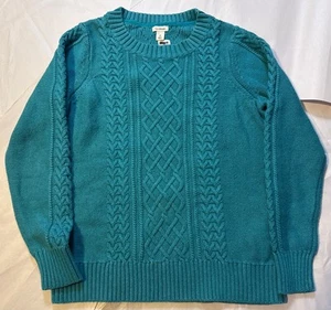 Damen Vintage ll Bean Pullover Pulli Zopfmuster türkis grün M - Bild 1 von 7