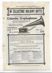 COLUMBIA GRAPHOPHONES TYPE AY Vocal Records 1904 MUNSEY'S MAGAZINE Print Ad 12 - Picture 1 of 1