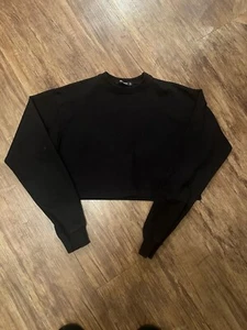 MISSGUIDED - Black Cropped Sweater Jumper Top - Size 12 - Picture 1 of 2