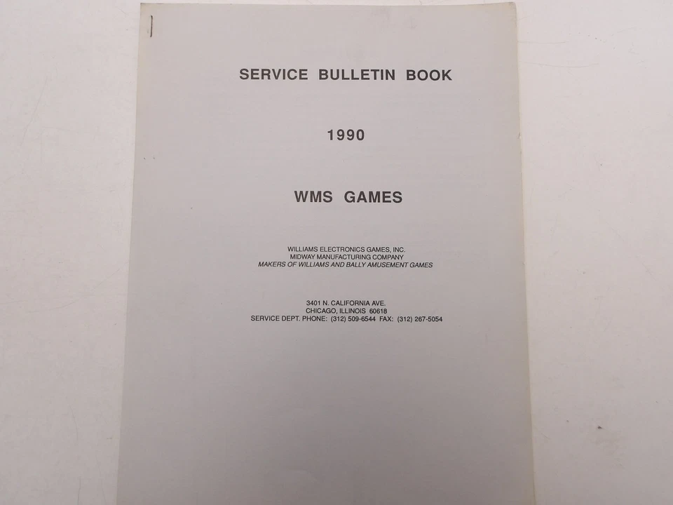 Williams: 1990 Service Bulletin Book- NOS - Image 1 of 2