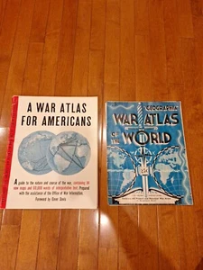 A War Atlas For Americans World WWII. Simon & Schuster 1944. Softcover. 2 Books  - Picture 1 of 11