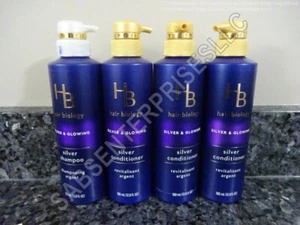 4 HB Hair Biology SILVER & GLOWING 1 Shampoo & 3 Conditioner 12.8 FL oz. NEW - Picture 1 of 10