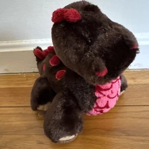 GANZ Webkinz CoCoa Dinosaur 8" Plush Stuffed Animal Brown Red No Code Valentines - Picture 1 of 16