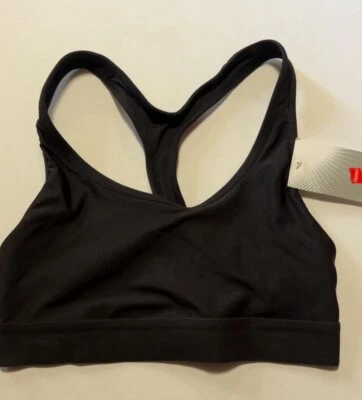 New HANES Sports Bra Size Medium Racerback Black Wireless - Image 1 of 3