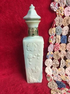 Vintage Beam's Choice 8 Year Old Milk Glass Decanter Chinese Jade Floral Look - Picture 1 of 8