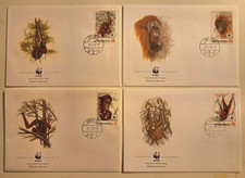 1989 Indonesia Set Of 4 FDC's With Stamps - WWF Orangutans c/v £50 Fine