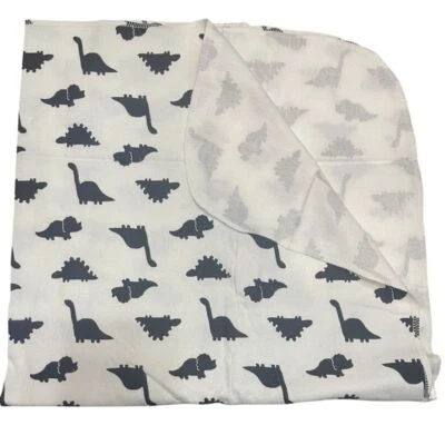 Gerber White Black Dinosaur Receiving Blanket Baby Flannel Receiving Swaddle - Image 1 of 4