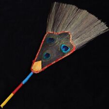 Tibet Buddhist Peacock Feather Handheld Fan 3 Eyes Divine Focus Ritual