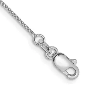 10k White Gold 0.85mm Spiga Wheat Chain Ankle Bracelet - Picture 1 of 4