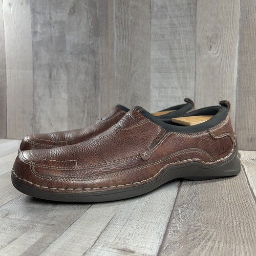 Mocassino casual da uomo in pelle Clarks taglia 9 5 marroni