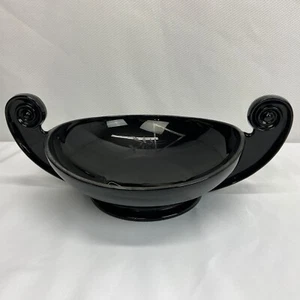 Fostoria Glass Art Deco Ebony Black 2395 Grecian Scroll Console Fruit Bowl 1930 - Picture 1 of 11