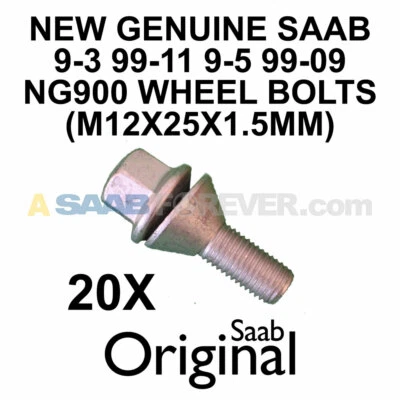 NEW SAAB WHEEL RIM BOLT NG900 94-98 93 9-3 99-11 95 9-5 99-09 92152366 OEM 20x - Image 1 of 3