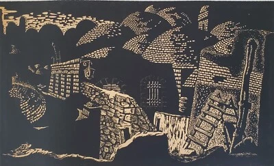 Impresión en bloque Linocut vintage firmada Arieh Kimhi, Jerusalén 1974, 131/135 Foto 1 de 4