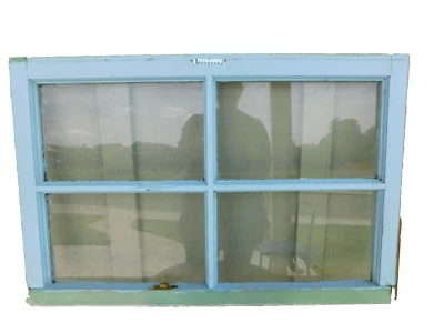 Marco de madera de vidrio para ventana de 4 paneles herrajes antiguos de colección Foto 1 de 4