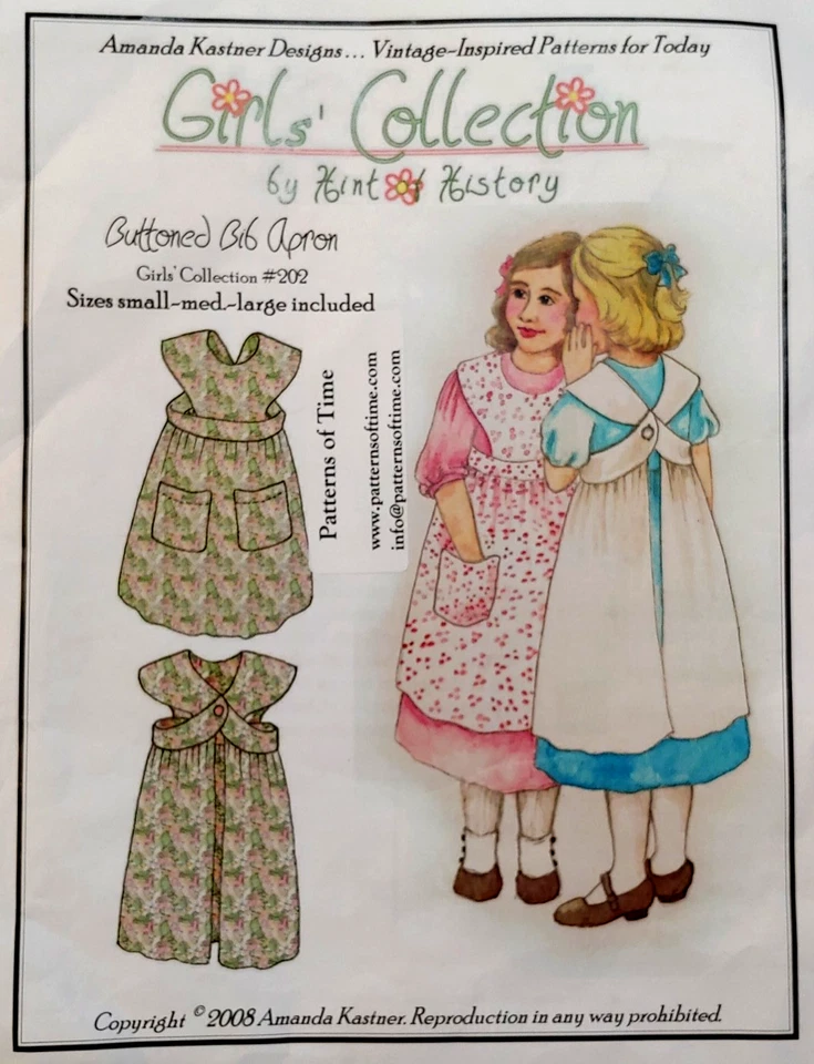 Amanda Kastner Design Buttoned Bib Apron Girls Collection 202 Girls Sml Med Lrg. - Image 1 of 4