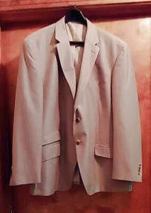 Geoffrey Beene Men's Blazer/Jacket Sz 50R, Polyester/Rayon, Tan&White tiny check - Picture 1 of 9