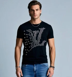 New Men Luxury Diamond Rhinestones Fashion Diamond T-Shirt High Quality - Picture 1 of 17
