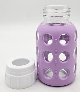 Lifefactory Borosilicate 4oz Glass Baby Bottle Lavender Silicone Sleeve - Picture 1 of 4