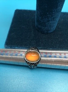 Fashion Design Oval Mood Ring Sz 7.75 Orange To Green Matching Mood Silvertone - Picture 1 of 6