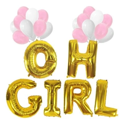 40 «OH девочка золотой фольги воздушные шары день рождения ребенка душа плавающий розовый латекс воздушный шар - Изображение 1 из 3