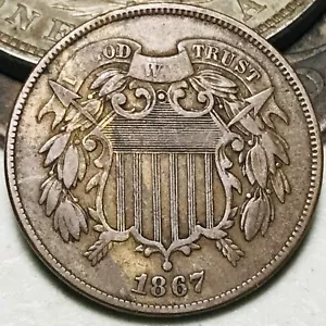 1867 Two Cent Piece 2C Ungraded Choice US Copper Coin CC25071 - Picture 1 of 5