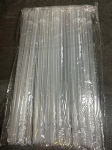 25 Reusable Hard Plastic Clear Straws 10.5” Inch individually Wrapped Tumbler - Picture 1 of 3