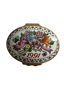 Caja de baratijas Halcyon Days esmaltes ingleses "Año para recordar 1991" - Imagen 1 de 8