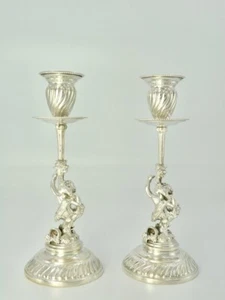 Beautiful Antique Pair Of Italian Sterling Silver Candelabras 20th C 655 Grammes - Picture 1 of 12
