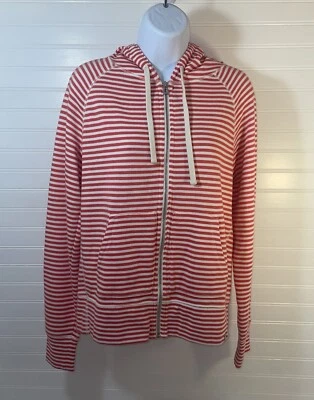 Sudadera con Capucha Gap Cremallera Completa Mujer Mediana Rosa Blanco Rayas Bolsillos Estilo #180516-01 Foto 1 de 4