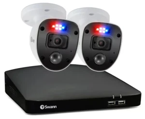 SWANN Enforcer SWDVK-446802SL 2 Camera 4 Channel HD 1TB HDD DVR CCTV System - Picture 1 of 9