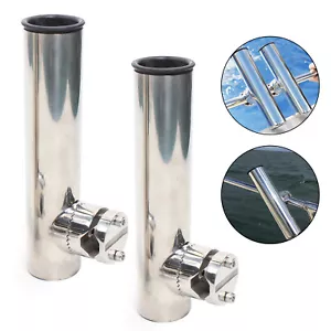 2X Edelstahl Bootsrutenhalter Angelrutenhalter Rutenhalter Für Reling (19-25mm) - Bild 1 von 11