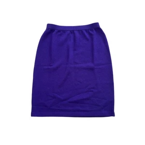 ST JOHN MARIE GRAY Indigo Blue SANTANA KNIT Skirt Size 8 Vtg 80s Wool Blend - Picture 1 of 9