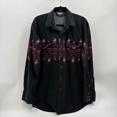 Brooks & Dunn Panhandle Slim Collection Western Aztec Flame Shirt Mens Large - Image 1 of 4