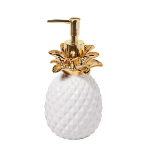 Gilded Pineapple Soap Dispenser, White/Gold - Picture 1 of 3