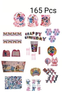 165 Pcs LILO AND STITCH BIRTHDAY PARTY DECOR CAKE TOPPER PLATES BALLOONS BANNER - Picture 1 of 12